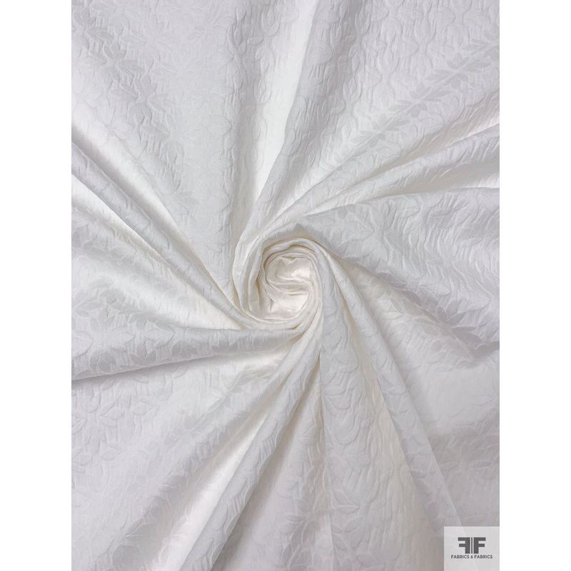 Made in Switzerland Floral Petals Brocade – White Fabric by the Yard