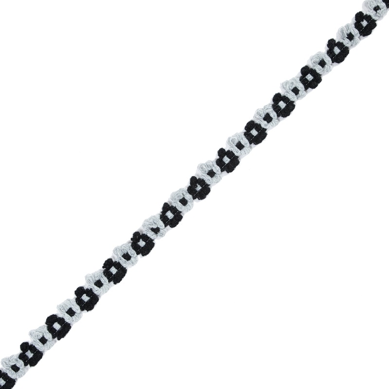 Black and Gray Floral Yarn Trim – 0.5″