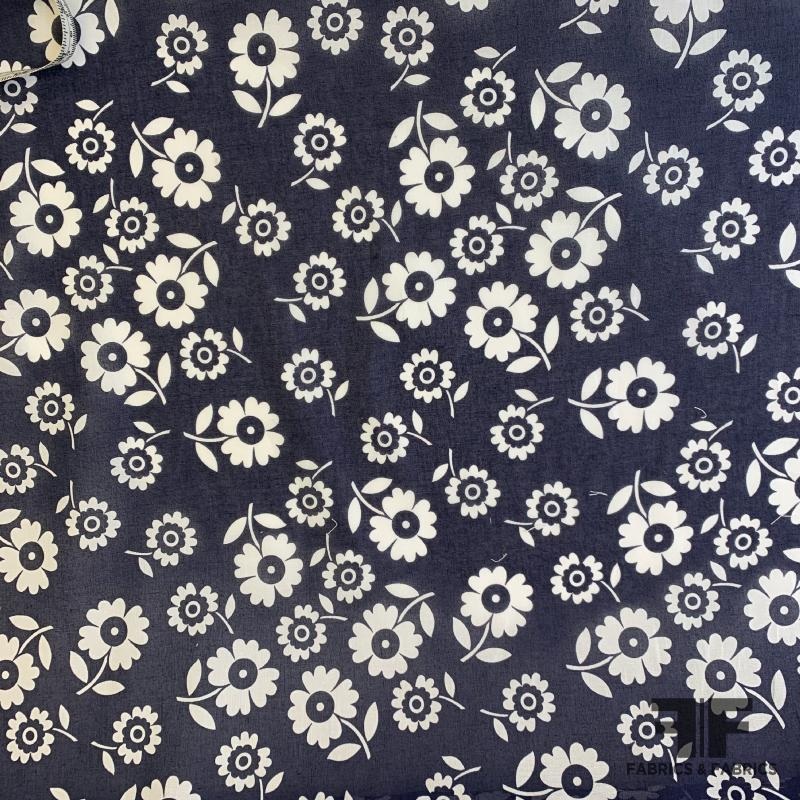 Floral Cotton Voile – Navy / White Fabric by the Yard