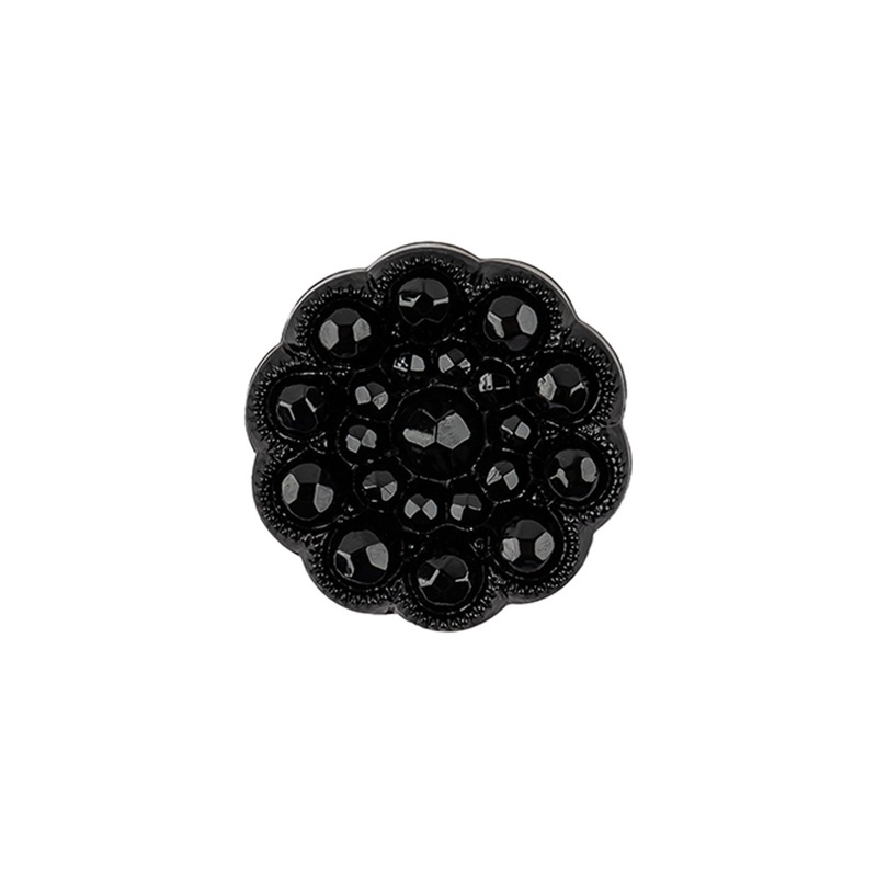 Italian Black Decorative Circles Floral Shank Back Button – 30L/19mm