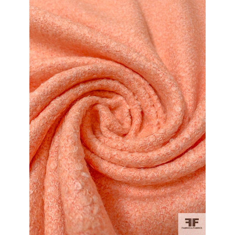 Italian Flat Boucle Wool Blend Lightweight Coating – Peach Fabric by the Yard