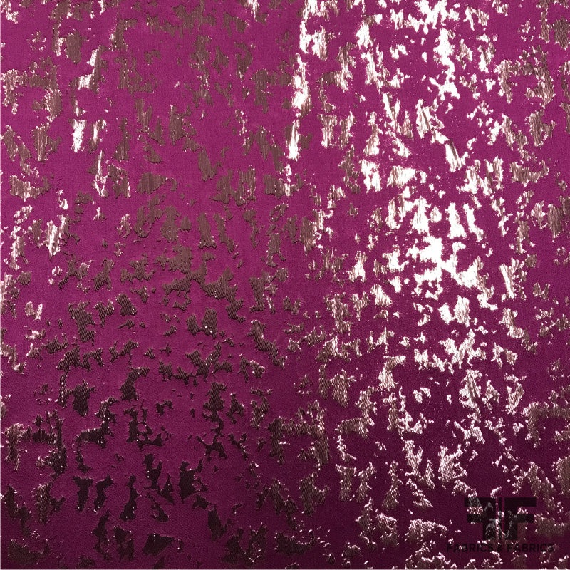 Metallic Abstract Silk Jacquard – Purple/ Copper Fabric by the Yard