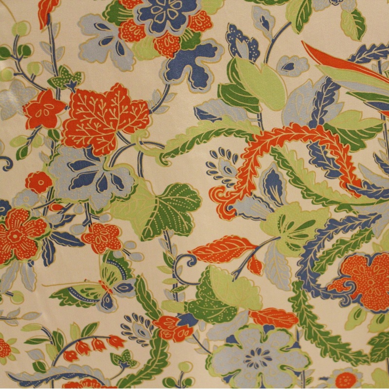 Multicolor Floral Printed Silk Crepe De Chine Fabric by the Yard