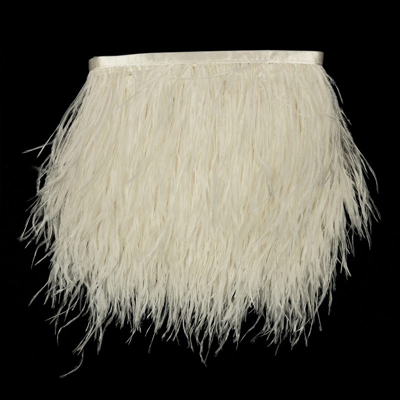 Ostrich Feather Fringe Trim 5″ Single Ply – Snow White – Aviana Collection