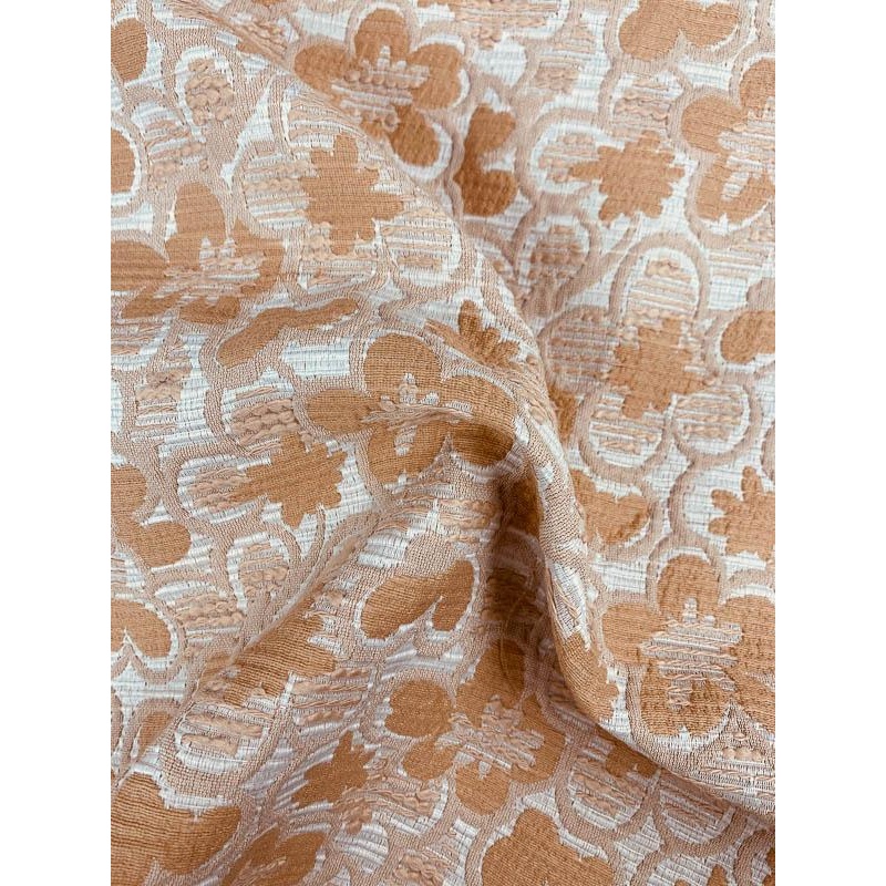 Floral Textured Brocade – Tan / Ivory Fabric by the Yard