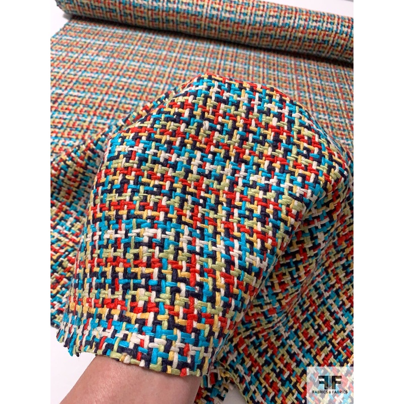 Italian Basketweave Silk and Cotton Yarn-Dyed Suiting – Multicolor Fabric by the Yard