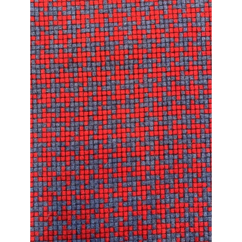 Italian Boxy Houndstooth Jacket Weight Wool Tweed – Red / Postal Blue Fabric by the Yard
