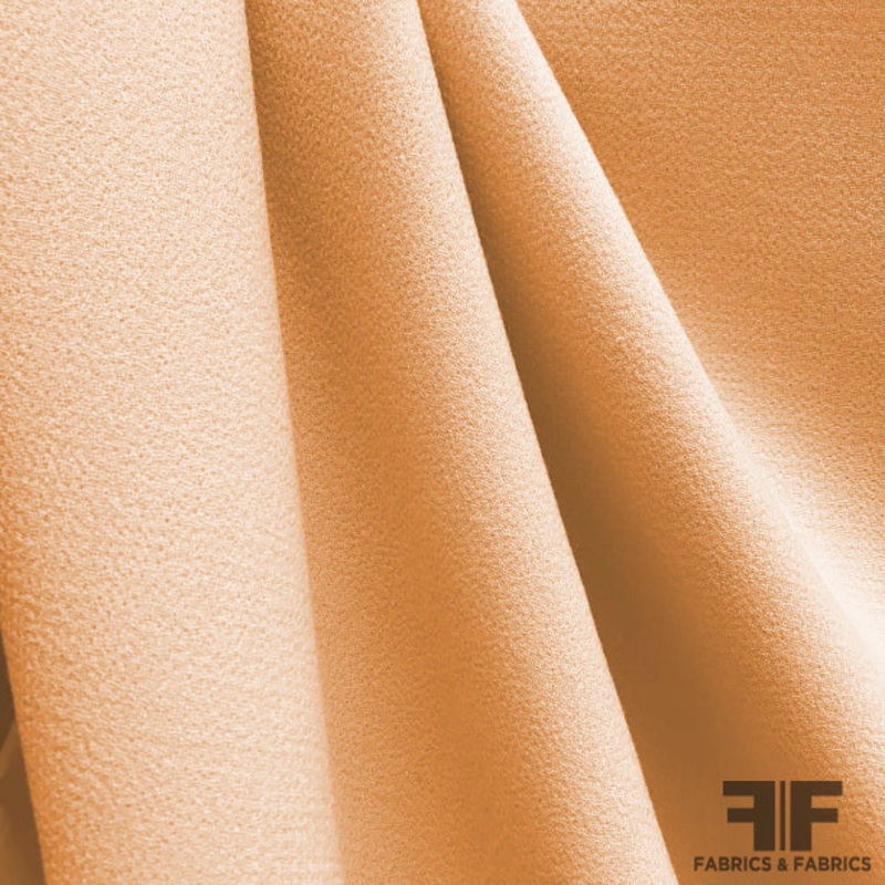 Italian Double-Faced Wool Crepe – Pale Orange Fabric by the Yard