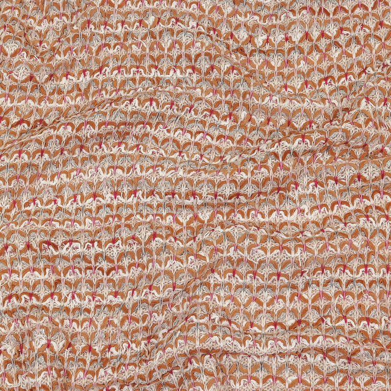 Italian Ivory, Camel and Pink Tactile Cotton and Polyester Sweater Knit