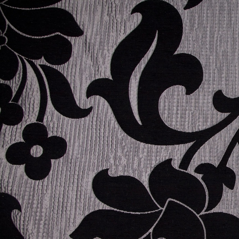 Platinum/Black Floral Brocade