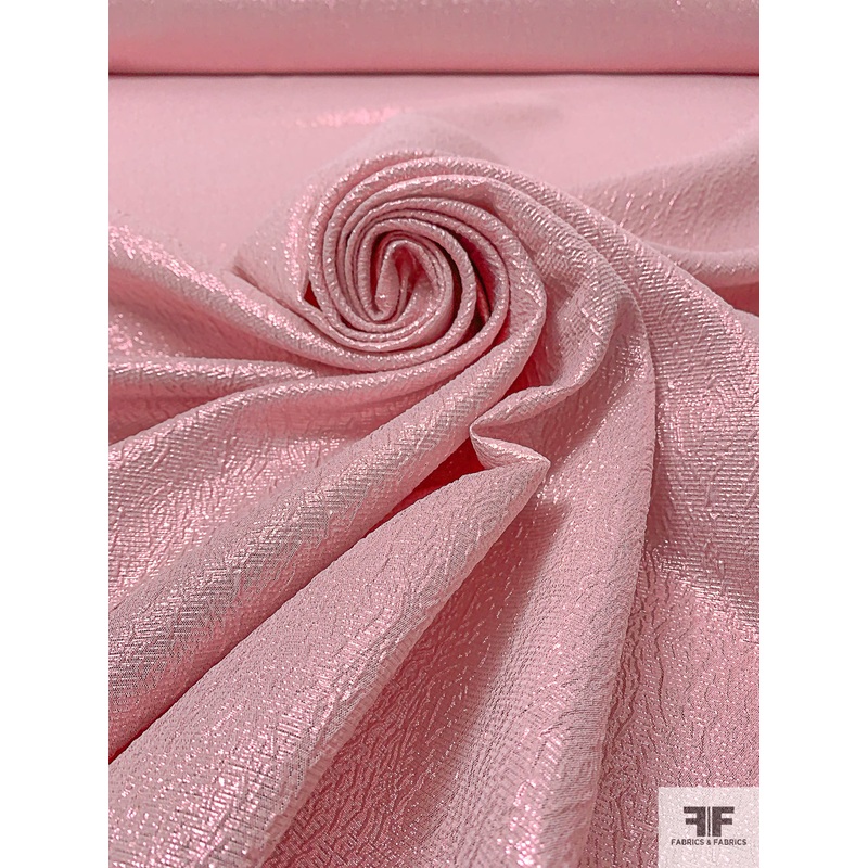 Ripple Textured Metallic Brocade – Metallic Pink Fabric by the Yard