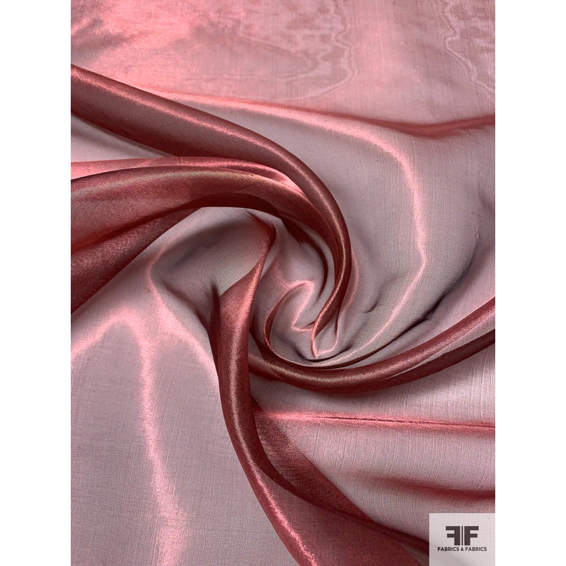 Solid Metallic Lam Silk Organza – Metallic Dusty Rose / Black Fabric by the Yard
