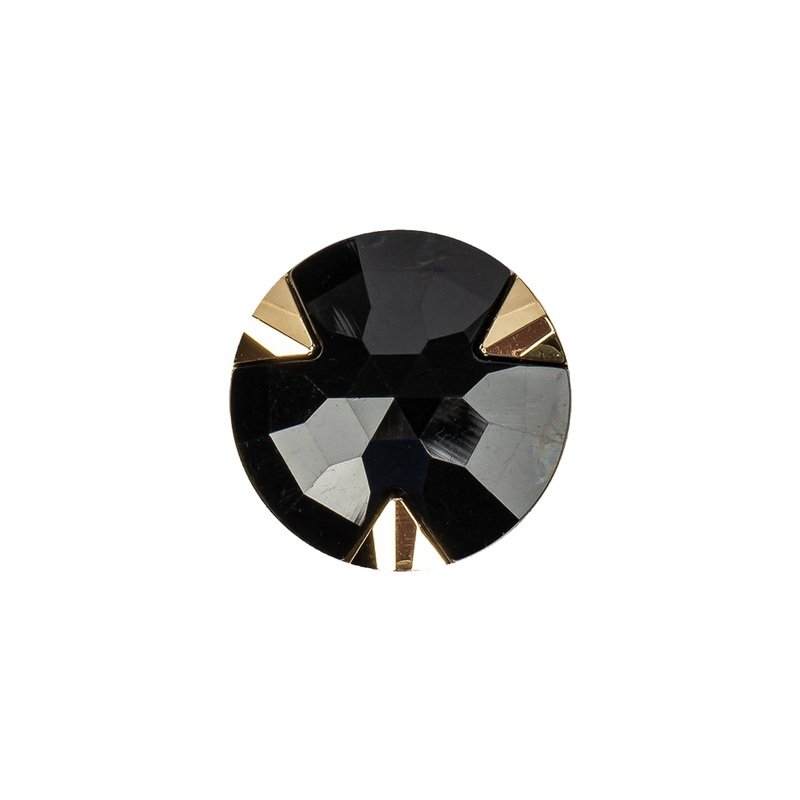 Black/Gold Rhinestone Button – 28L/18mm