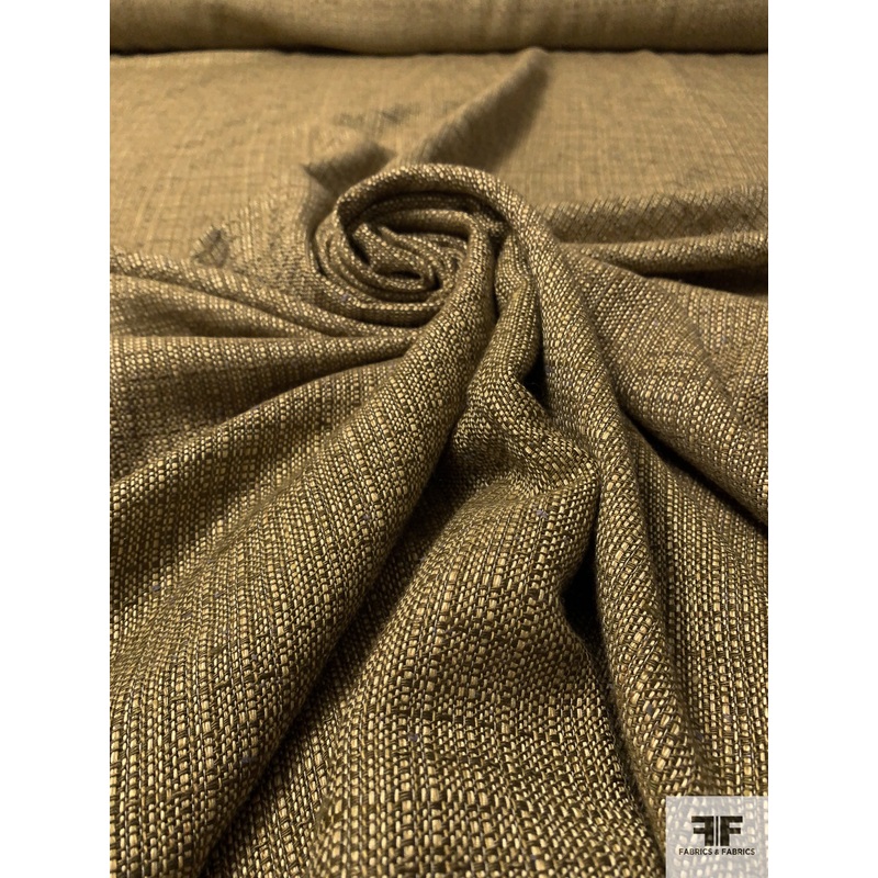 Classic Ladies Tweed Suiting – Antique Olive / Golden Cream Fabric by the Yard
