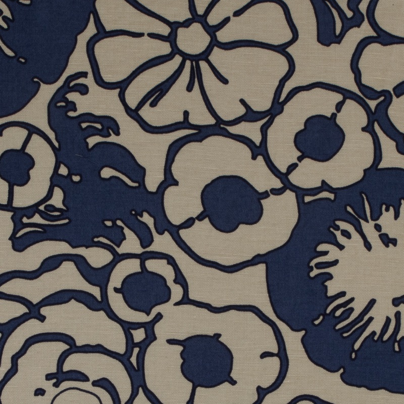 Creme Brulee/Muted Navy Floral Printed Woven
