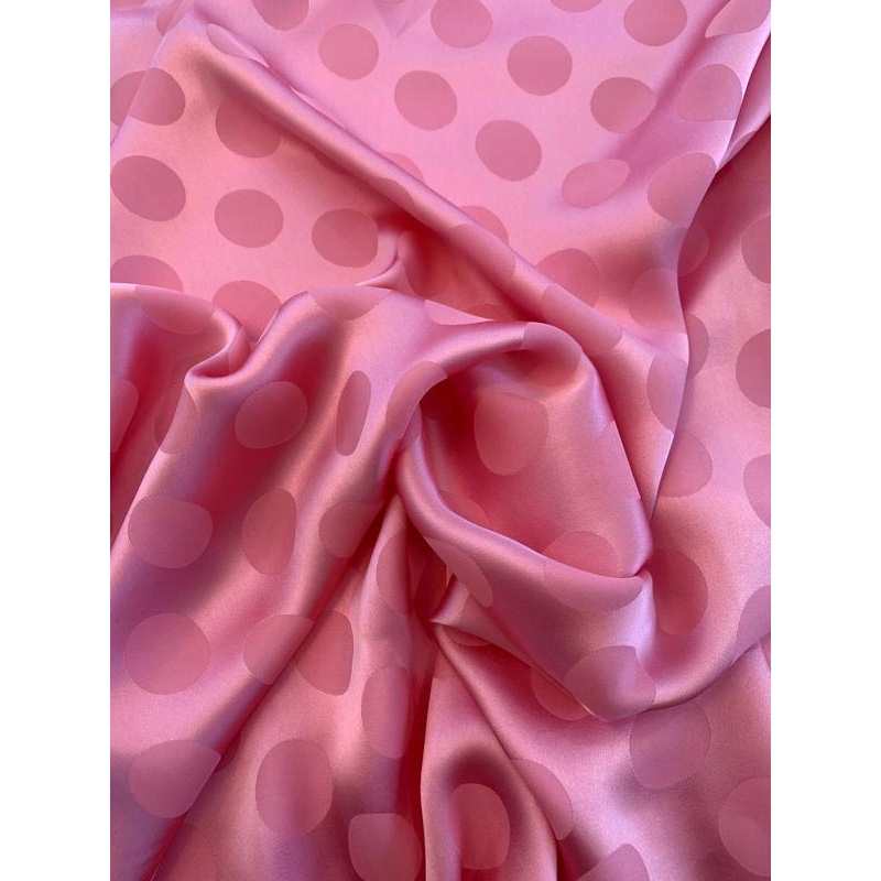 Polka Dot Silk Jacquard – Bubblegum PInk Fabric by the Yard