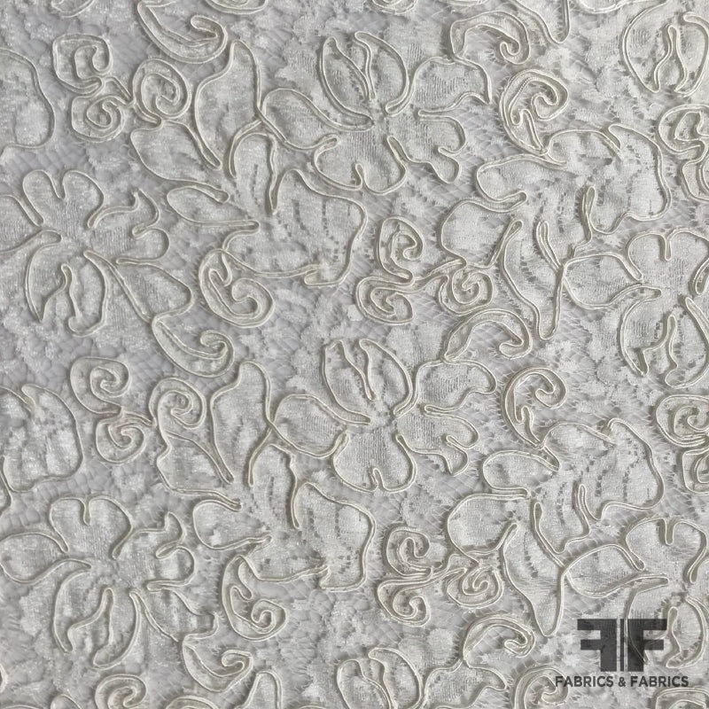 Couture Floral Soutache Lace – Off-White Fabric by the Yard