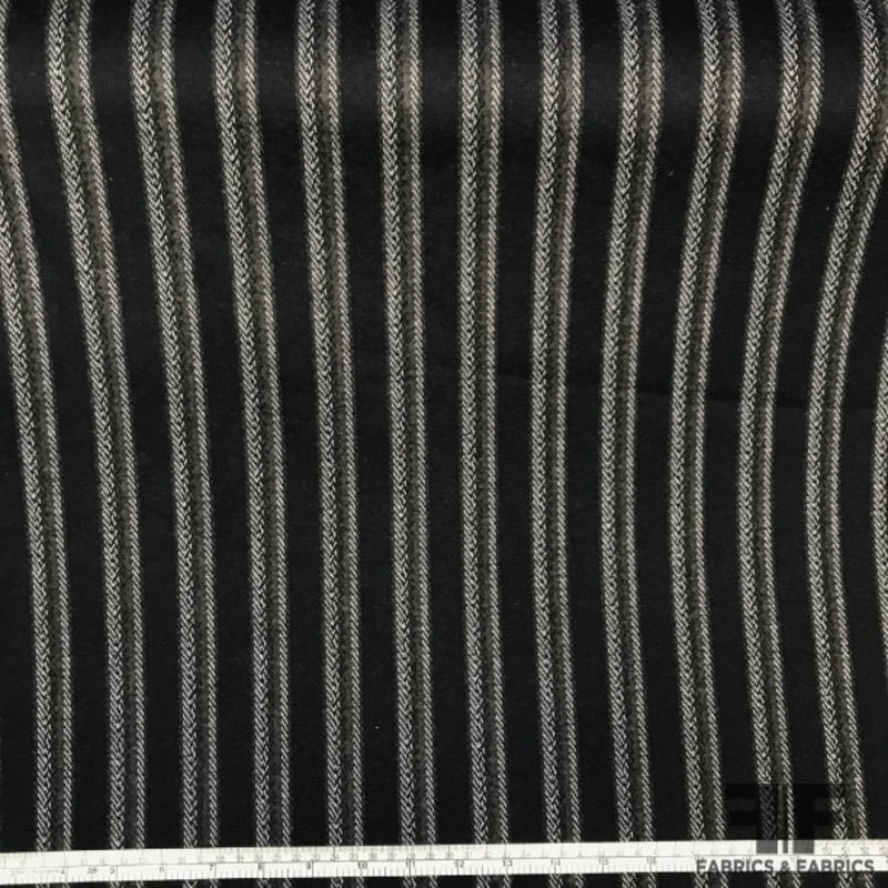 Old School Striped Cotton Knit – Grey/Navy/White Fabric by the Yard
