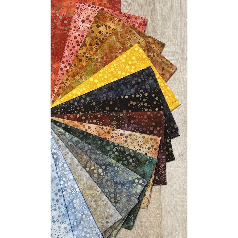 Pop Dots Batik – FQ Bundle – Earthy – 15 Pieces – 19.5″ x 21″ Each