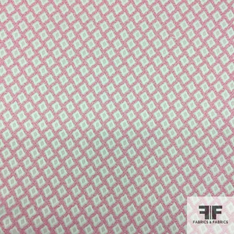 Summer Chic Geometric Brocade – Pink/White Fabric by the Yard