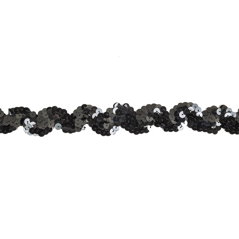 Black Sequins Ric Rac Trim – 1.125″