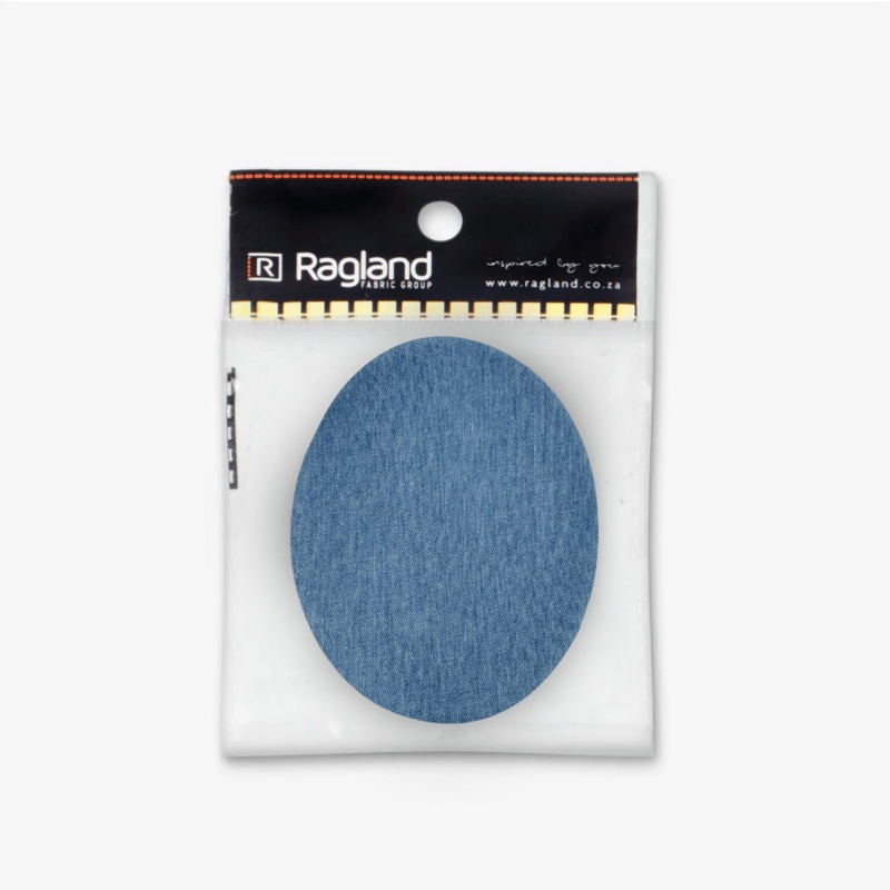 Patches – Oval 13.5cm x 11cm (5 Colours) Stone Wash Light Blue Denim