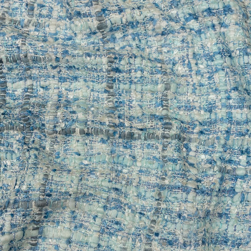 Viscose and Acrylic Chenille Tweed – Bijou Blue, White and Gray – Newcastle Collection