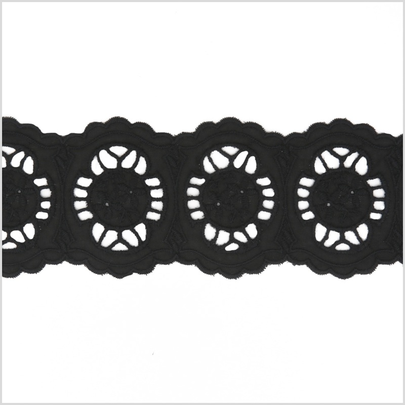 3″ Black Cotton Eyelet Trimming