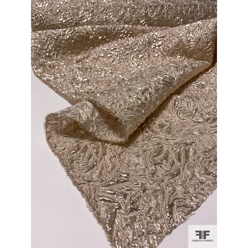 Christian Siriano Italian Metallic Floral Silk Matelass Brocade – Light Gold Fabric by the Yard