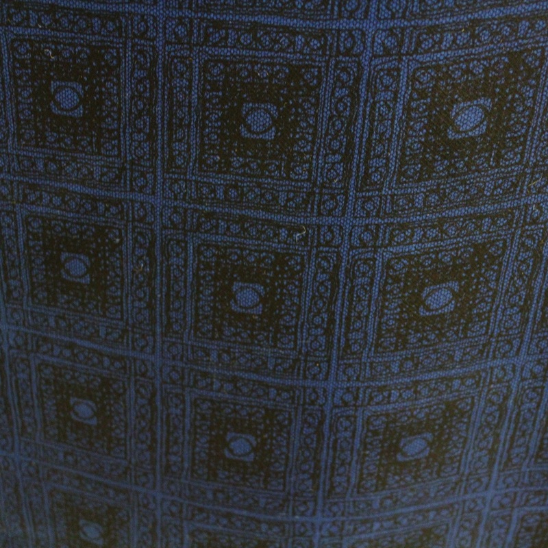 Ethnic Geometric Printed Silk Gazar – Blue/Black Fabric by the Yard