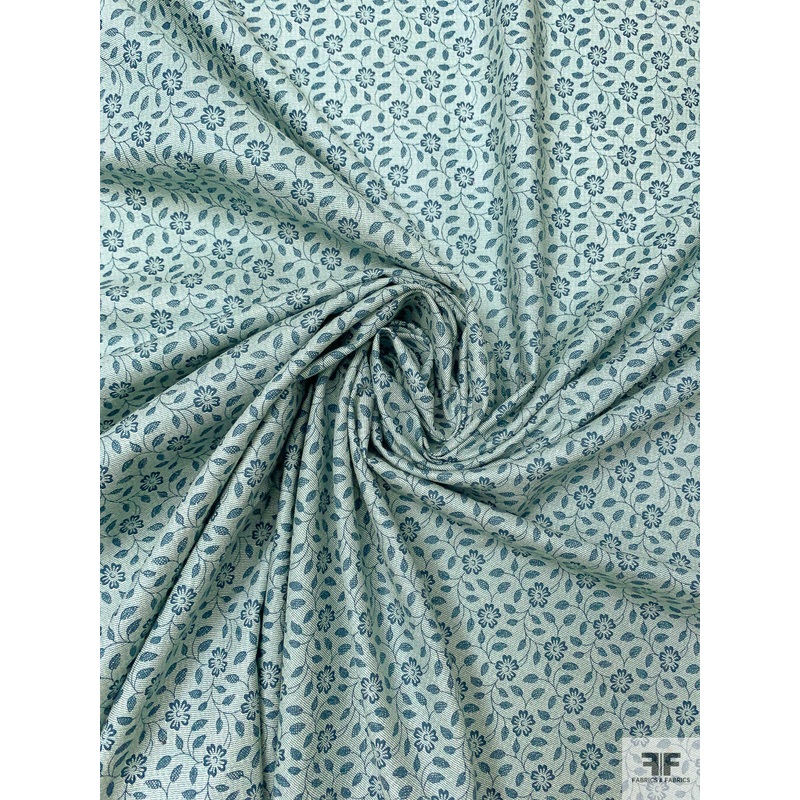 Floral Vine Printed Quilting Cotton – Dusty Teal Fabric by the Yard
