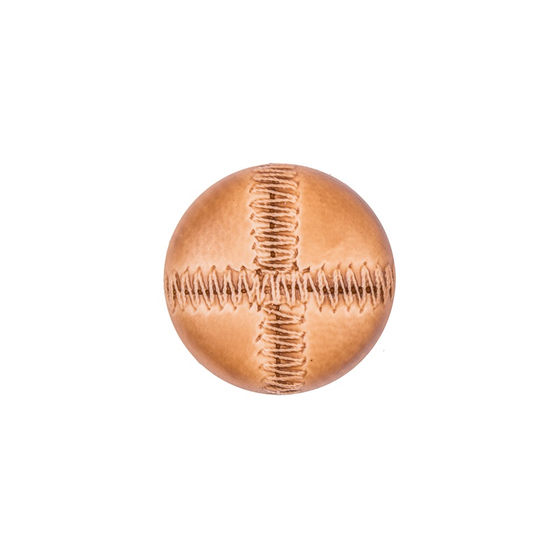 Italian Light Brown Top-Stitched Plastic Shank Back Button – 24L/15mm