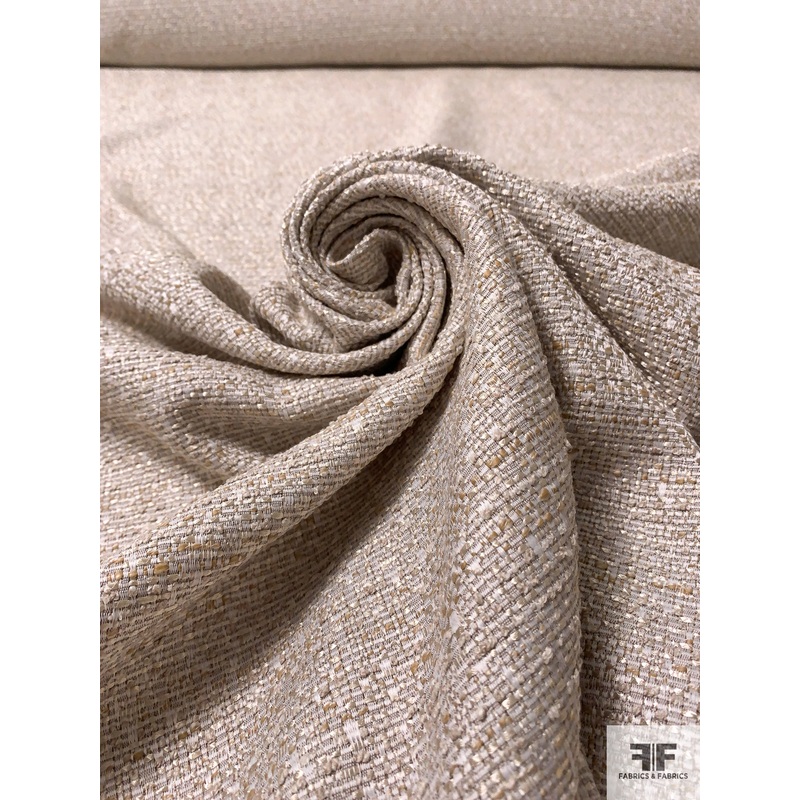 Italian Luxury Tweed Suiting – Beige / Off-White Fabric by the Yard