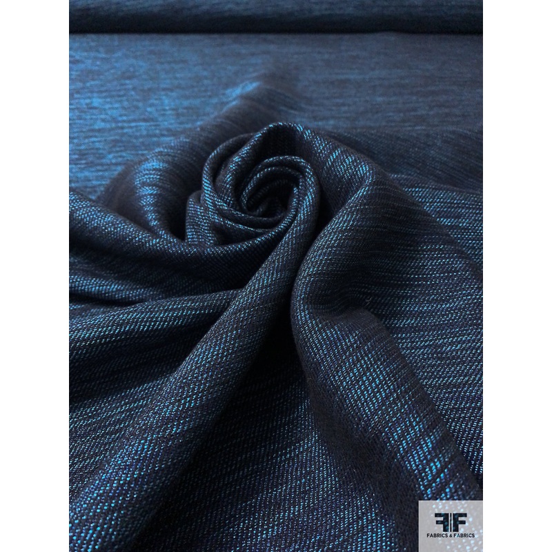Italian Timeless Suiting – Turquoise / Black Fabric by the Yard
