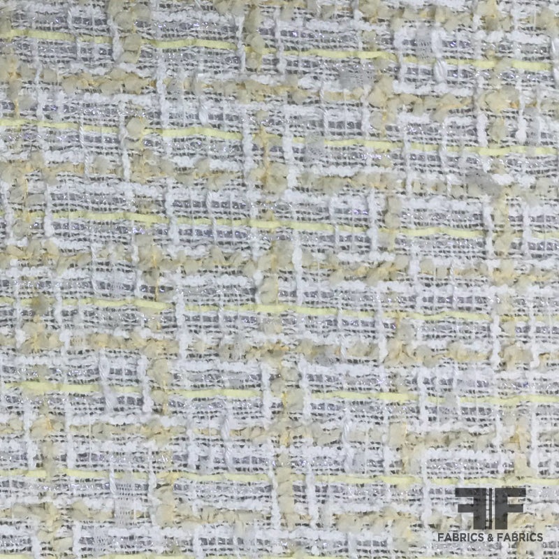 Metallic Boucle Suiting – Yellow/White Fabric by the Yard