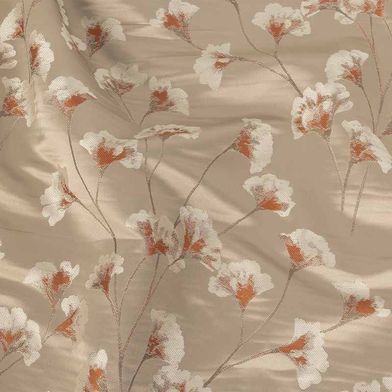 Satin-Faced Drapery Jacquard – Papaya Floral – British Imported