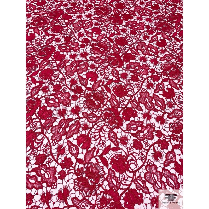 Marchesa Floral Corded Guipure Lace – Raspberry Fabric by the Yard