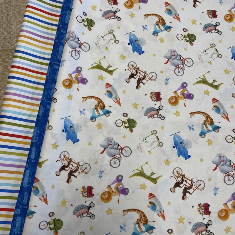 On The Go – 1 Pillowcase Kit – Tossed Animals/Blue Bus – Includes Pattern