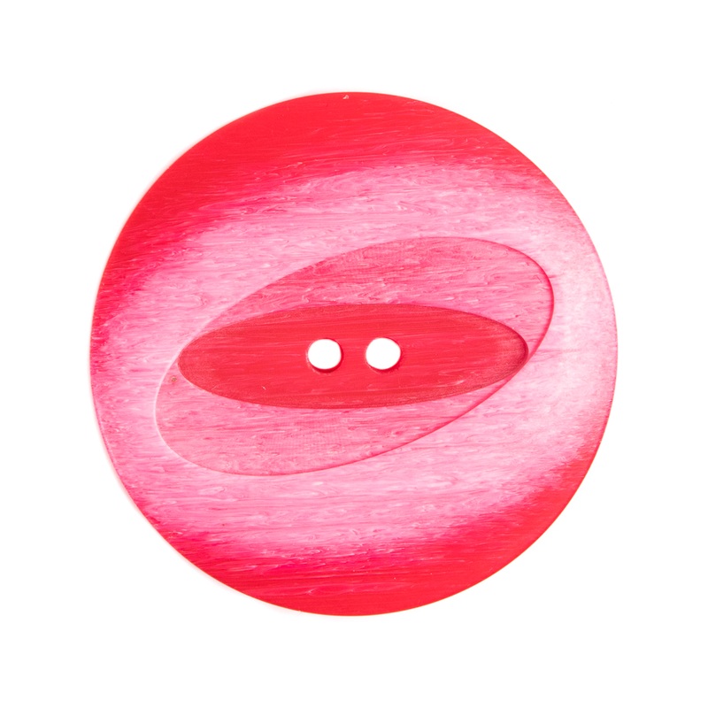 Plastic 2-Hole Button Made in Italy – 44L/28mm – Red and Pink Woodgrain with Ovals