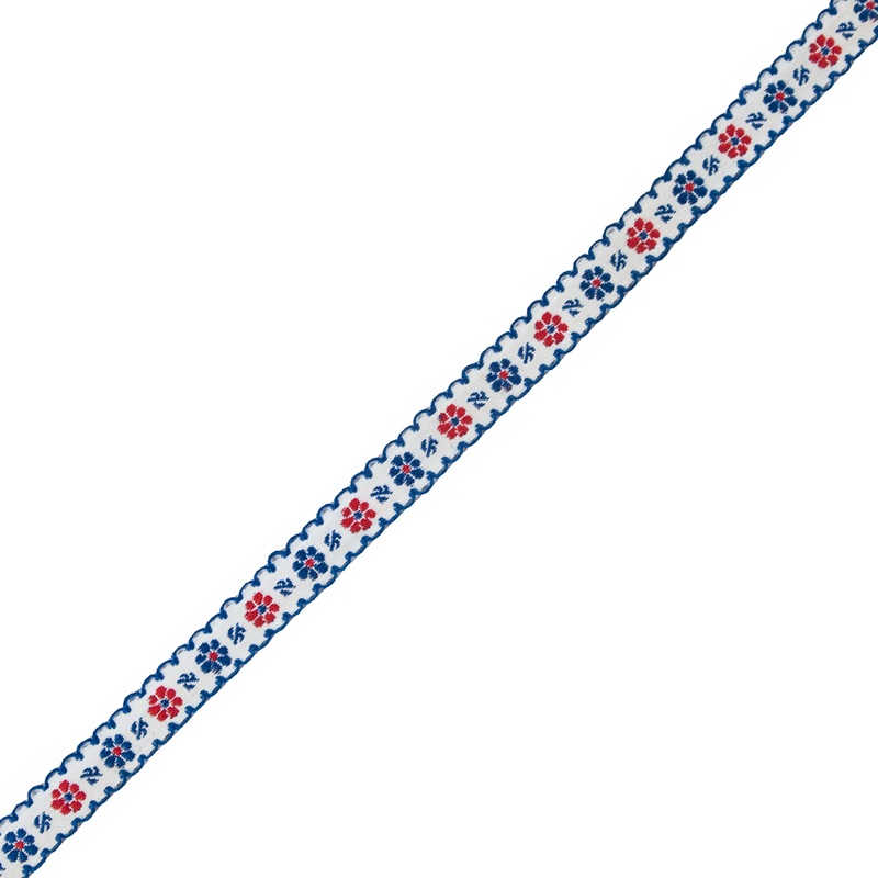 Red, White and Blue Cotton Floral Ribbon – 0.5″