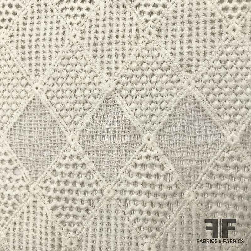 Diamond Diagonal Guipure Lace – Ivory Fabric by the Yard