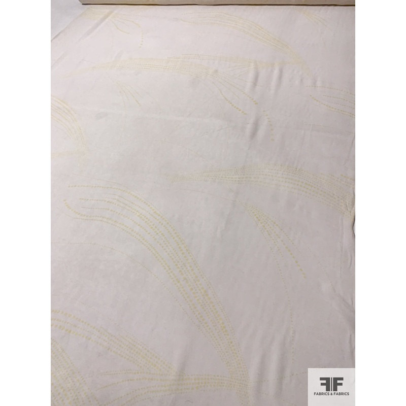 Dotted Striations Printed Silk Chiffon – Pale Yellow / Ivory Fabric by the Yard