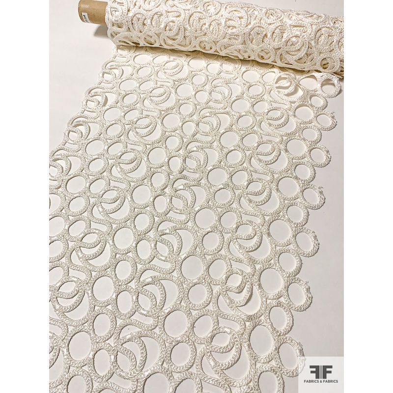 Italian Circle Swirls Guipure Lace – Ivory Fabric by the Yard