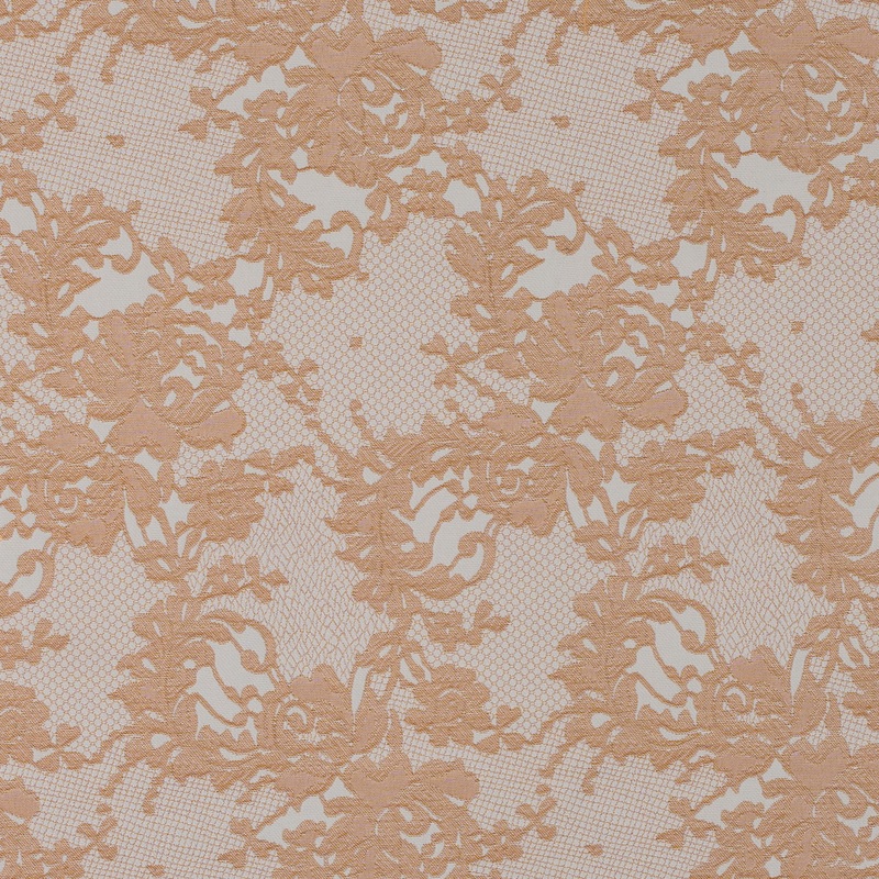 Metallic Butterscotch and White Lacey Floral Brocade