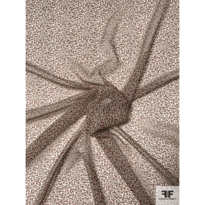 Mini Rings Printed Silk Chiffon – Brown / Maroon / Off-White Fabric by the Yard