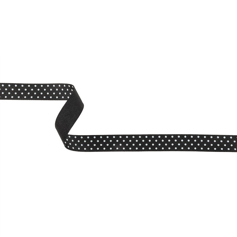 Phantom and White Polka Dots Grosgrain Ribbon – 0.625″