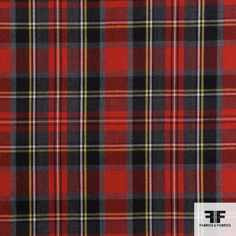 Plaid Wool Suiting – Red/Black Fabric by the Yard