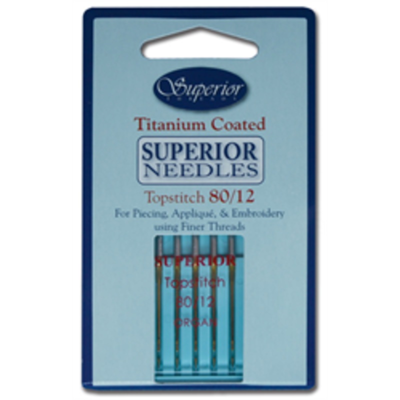 Superior Titanium Coated Topstitch Needles – SIZE 80/12 – 5 Pack