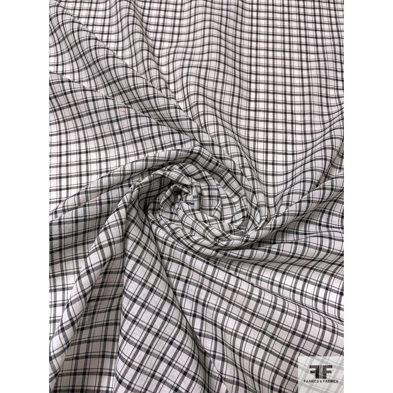 Made in Japan Plaid Cotton Voile – Off-White / Black Fabric by the Yard