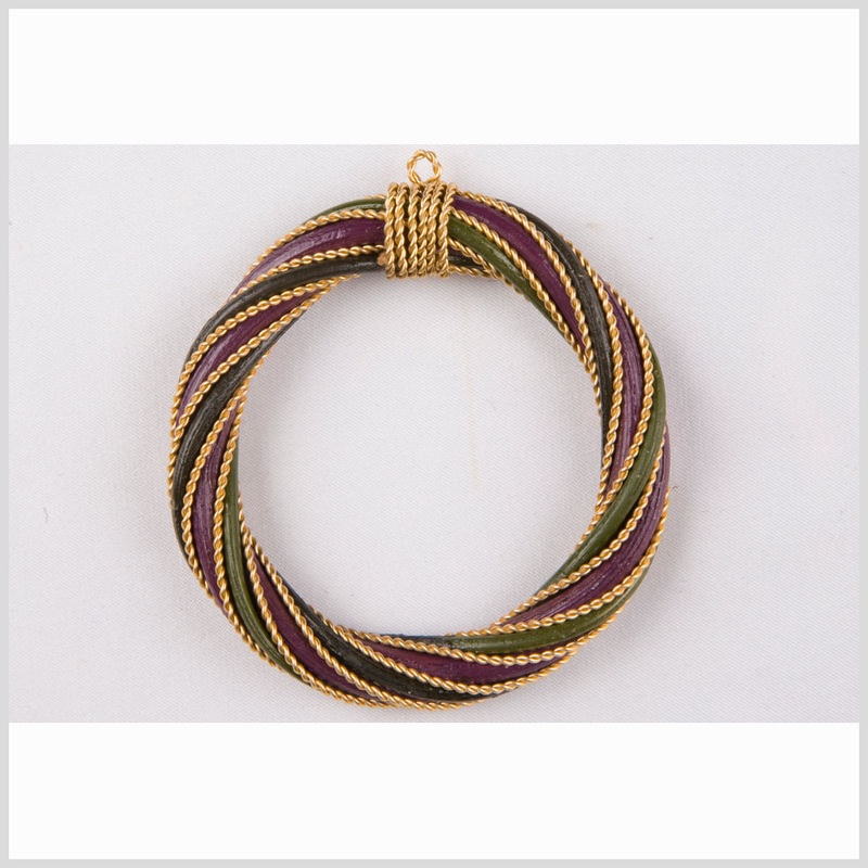 Purple/Olive/Light Olive Rattan Pendant